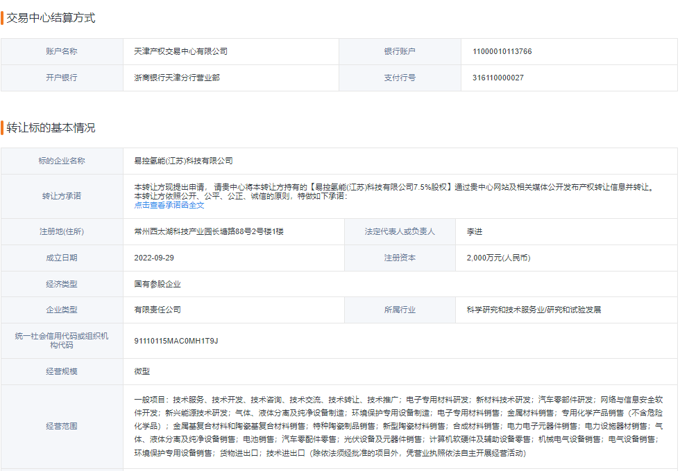 清華大學(xué)旗下氫能子公司連續(xù)虧損，擬以174萬元出讓7.5%股權(quán)